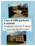 Two photos of Butler with "Graduates recieve T-shirts:'I survived the first class'"