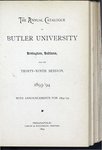 The Annual Catalogue of Butler University, 1893 -94